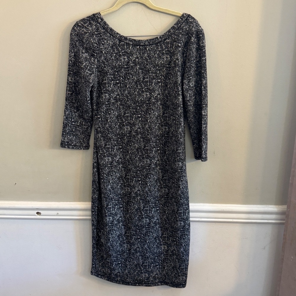 Philosophy Republic Clothing V-Neck Sheath Dress Black White Speckled Small NWT